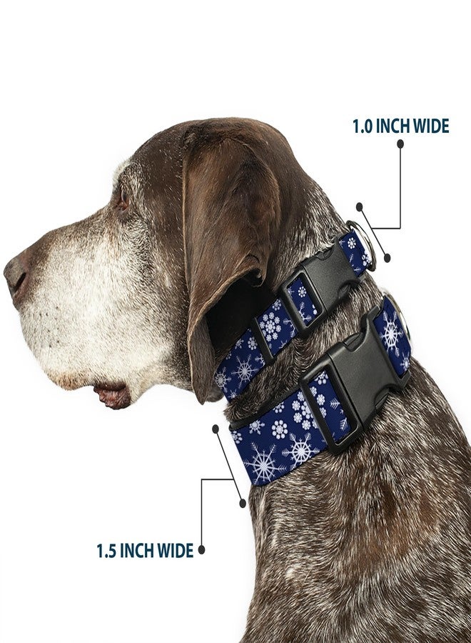Buckle Down Buckle-Down 11-17" Snowflakes Blue/White Plastic Clip Collar, Medium - Image 2