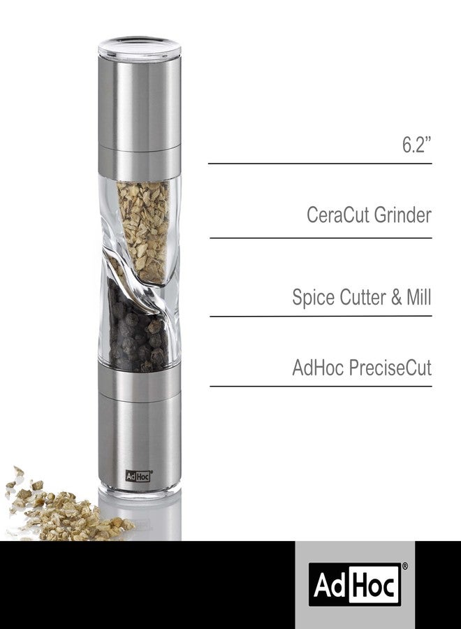 AdHoc Spice Cutter & Mill - Duospice Spice Grinder with PreciseCut Micro Blades & CeraCut Ceramic Grinders - Adjustable Herb Cutter for Fine Powders to Coarse Granules - Stainless Steel & Acrylic - Image 2