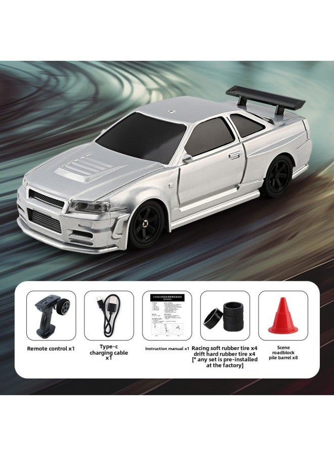 Product Full Scale Light Four-wheel Drive Rc Remote Control Car Indoor Mini Drift Car Children's Toy Boy Gift-Color:4304 Silver-Scale:Gyroscope Version  - Image 1