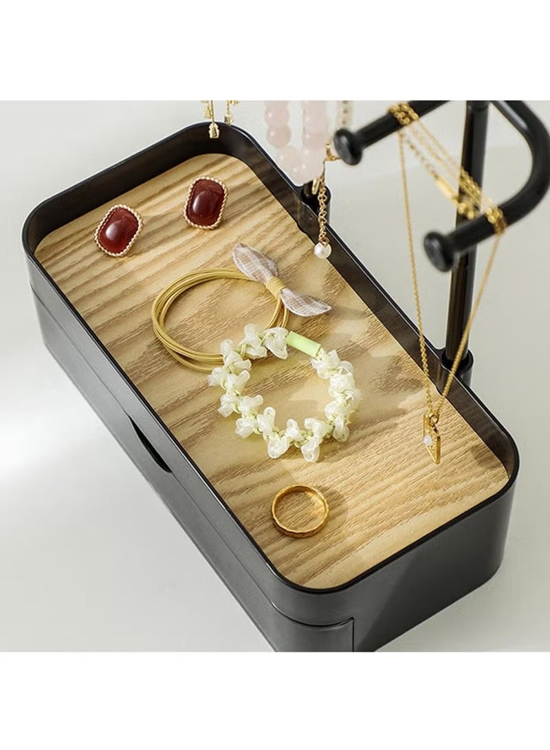 عربست حامل عرض القلادة - رف تخزين المجوهرات على منضدة الزينة | صينية أنيقة لحامل المجوهرات على سطح المكتب | درج منظم أساور متعدد الوظائف لسطح المكتب، منضدة الزينة، غرفة نوم، أسود - Image 3