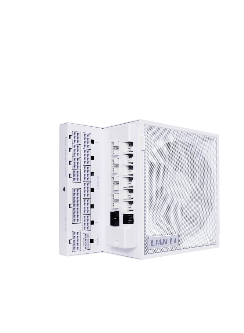 ليان لي امداد طاقة معياري كامل بقدرة 1000 واط (يتضمن موزع USB بمروحة) - ذهبي - ATX 3.1 - دعم PCIE 5.1 - موصل 12 فولت - 2 × 6 - تصميم على شكل حرف L للحافظة المزدوجة - ابيض (EG1000G.WH) - Image 1