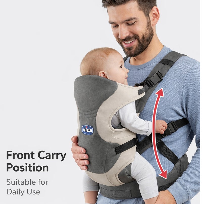 Chicco Baby Carrier Ergonomic Adjustable Infant Carrier Breathable Fabric Comfortable & Safe for Newborns - Image 3