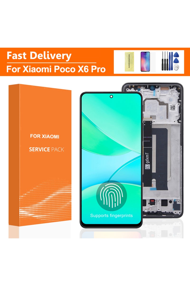 erorex Black With Frame 6.67" Amoled For Xiaomi Poco X6 Pro Lcd Display Touch Screen Digitizer Assembly Rep - Image 1