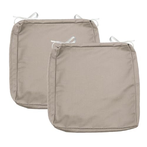 Sqodok Patio Cushion Covers 18x18 Waterproof Outdoor Cushion Covers Replacement 2Pack Patio Cushion Seat Slicovers with Ties for Sectional Sofa Wicker Chair Tan - Image 1