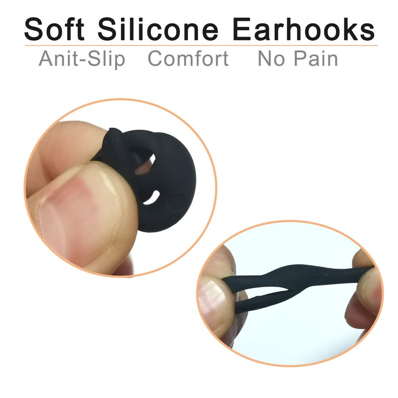 Luckvan Universal Ear Fins Earhooks, Silicone Earbuds Tips, Replacement Eartips - 3 Pairs Each, 2 Cord Clip - Image 2