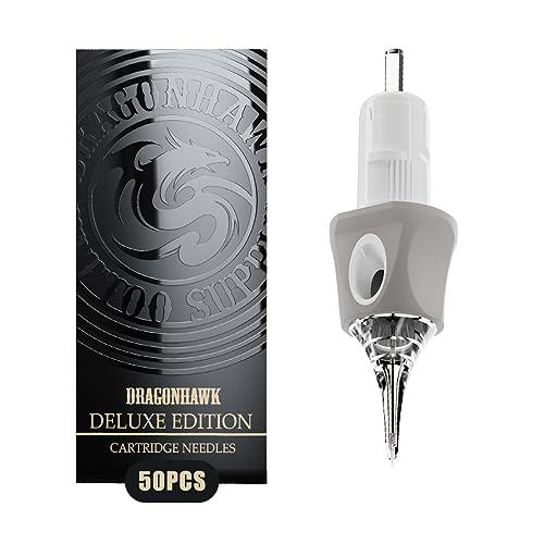 Dragonhawk Tattoo Needles Cartridges 1203RL 50 Count Glide Extra Smooth Designed for a Close Smooth Hit Round Liner - Image 1