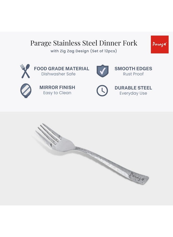 Parage 12 Pieces Stainless Steel Table Forks Set for Home & Kitchen, Fruit Fork, Dining Table, Shiny and Sturdy Handle Fork, Dining Tableware Set, Silver - Image 5
