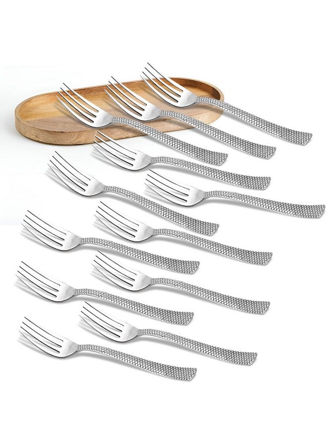 Parage 12 Pieces Stainless Steel Table Forks Set for Home & Kitchen, Fruit Fork, Dining Table, Shiny and Sturdy Handle Fork, Dining Tableware Set, Silver - Image 1