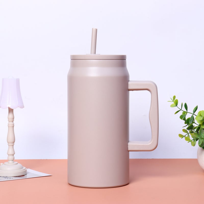 Jumbo 50oz Vacuum Insulated Mug with Straw Light brown