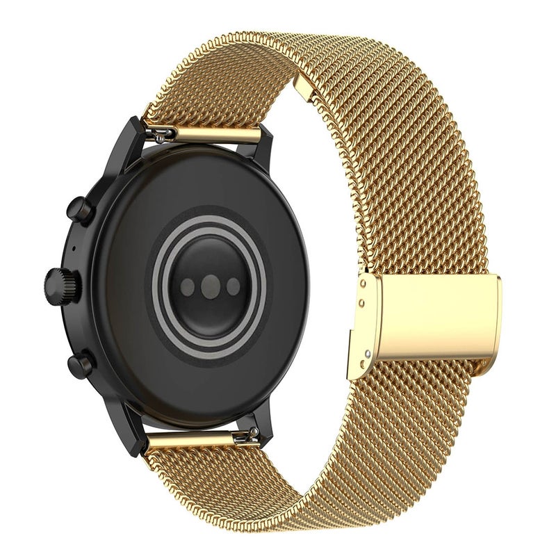 erorex 22Mm Metal Mesh Wrist Strap Watch Band For Fossil Gen 5 Carlyle / Gen 5 Julianna / Gen 5 Garrett / Gen 5 Carlyle Hr (Gold) - Image 5