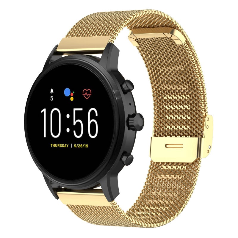 erorex 22Mm Metal Mesh Wrist Strap Watch Band For Fossil Gen 5 Carlyle / Gen 5 Julianna / Gen 5 Garrett / Gen 5 Carlyle Hr (Gold) - Image 1