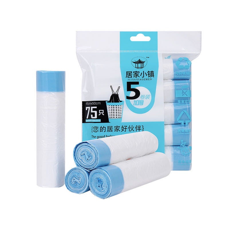 Home Town Blue Packaging Drawstring Garbage Bag Large Capacity Good Toughness Convenient Storage Thick Automatic Closing - Image 1