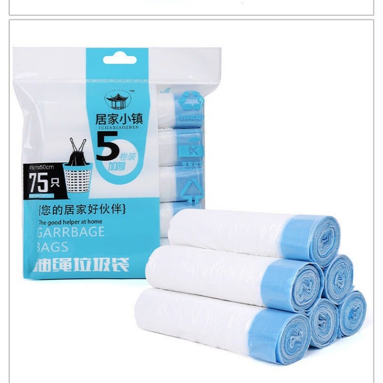 Home Town Blue Packaging Drawstring Garbage Bag Large Capacity Good Toughness Convenient Storage Thick Automatic Closing - Image 3