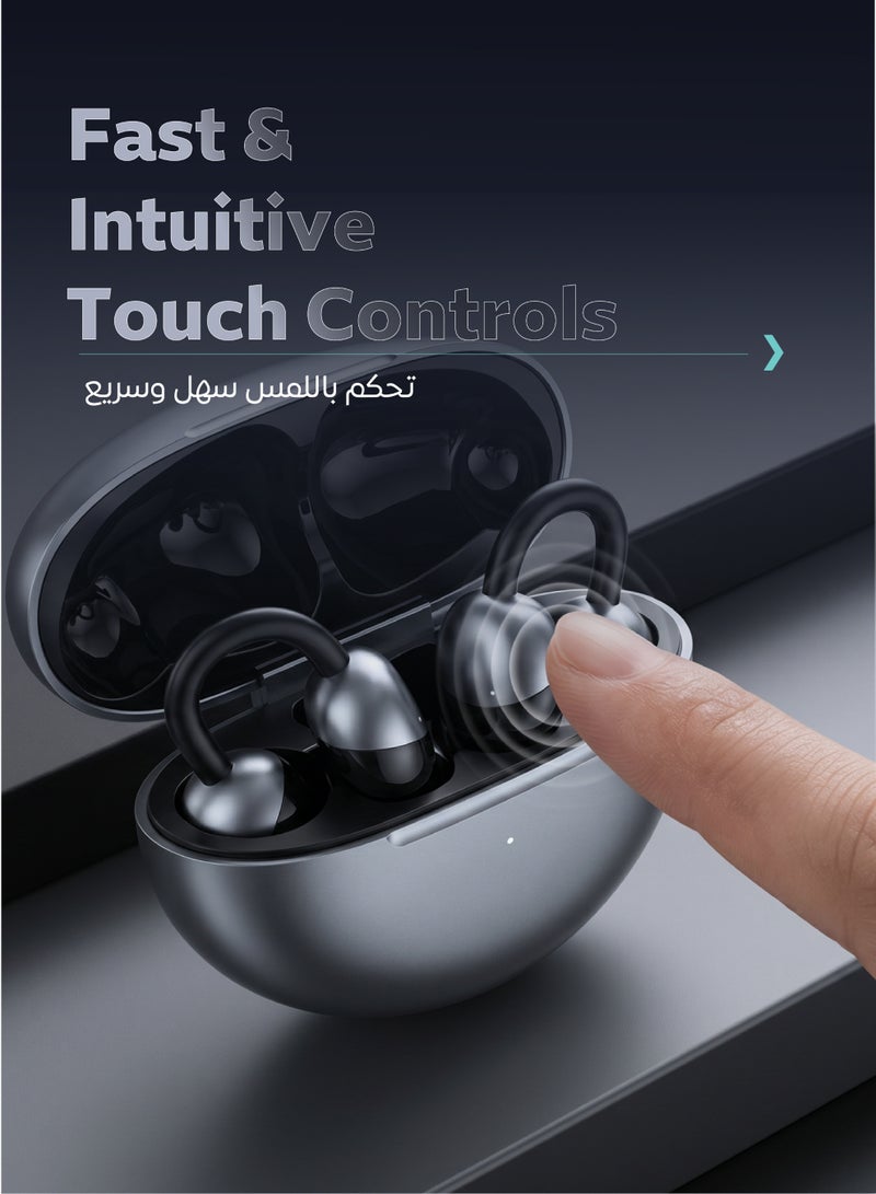 MOOGMAX Open ear bluetooth earbuds with Powerful and clear sound. Comfortable Bluetooth earbuds with long battery life. Wireless earbuds with a clear and highly sensitive ENC microphone. Touch controlled bluetooth headset. headset wireless bluetooth with Bluetooth 5.4 standard. Stable and non-fallable earbuds bluetooth. Flexible and lightweight earphone bluetooth. - Image 2