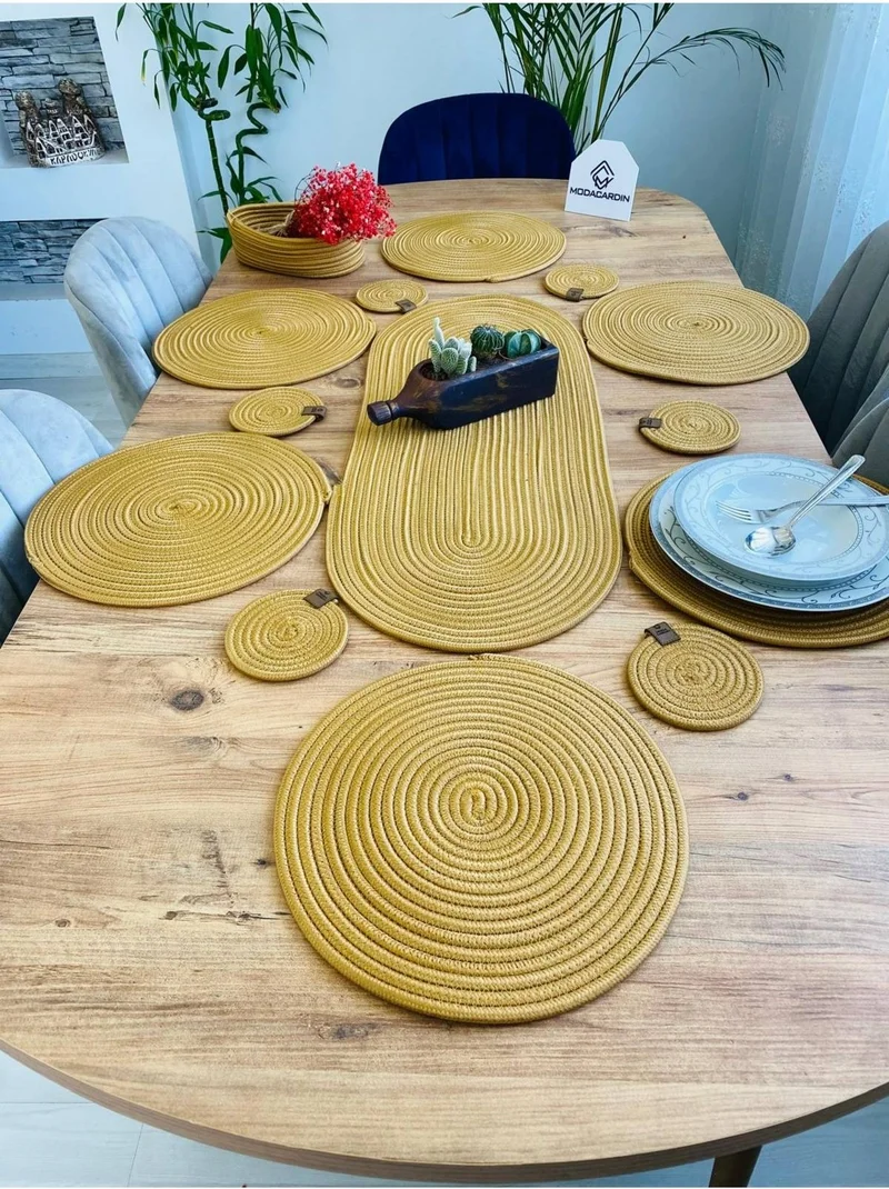 بدز ديري BDZ Leather Wicker Jute Presentation Plate Mat American Service Runner Basket and Cup Holder 14 Pieces