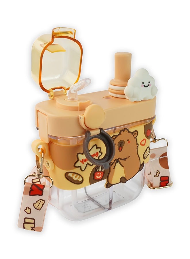 LITTLE SURPRISE BOX Little Surprise Box, Dual Beverage compartment, Brown Capybara Tritan Kids Water Bottle, 580ml, 2yrs + - Image 2