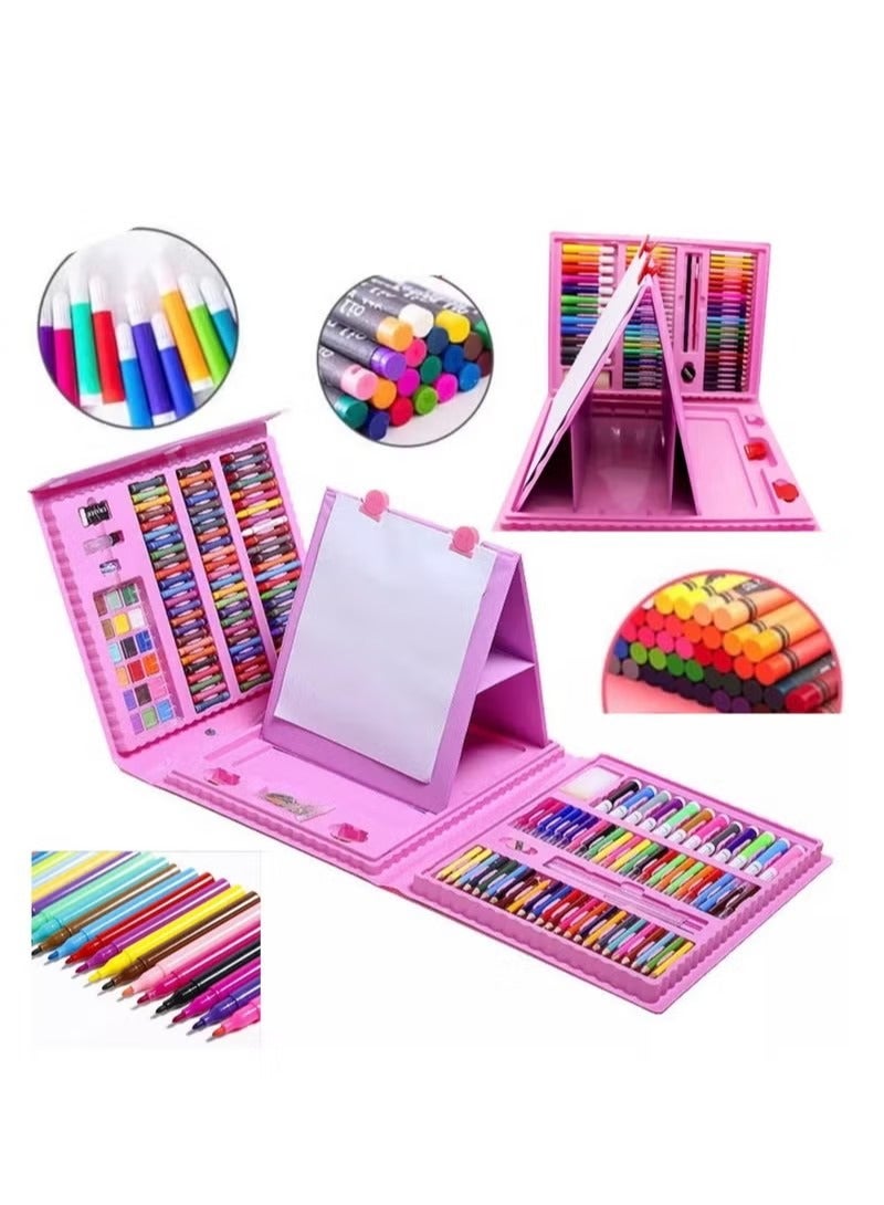 GUDOO 208 PCS Art Supplies Drawing Art Kit for Kids Girls Boys Teens Artist Art Set Case with Trifold Easel Includes Oil Pastels Crayons Colored Pencils Coloring Book Scissors Origami Paper 15 Sheets - Image 1