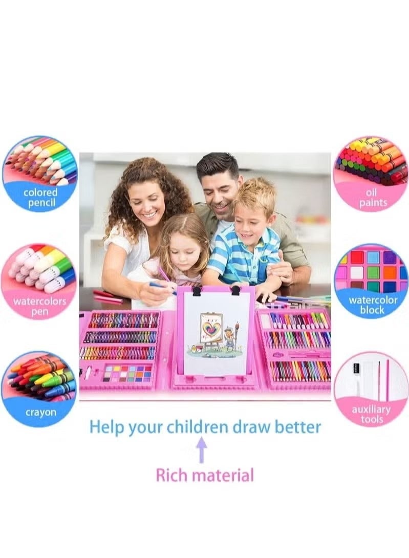 GUDOO 208 PCS Art Supplies Drawing Art Kit for Kids Girls Boys Teens Artist Art Set Case with Trifold Easel Includes Oil Pastels Crayons Colored Pencils Coloring Book Scissors Origami Paper 15 Sheets - Image 4