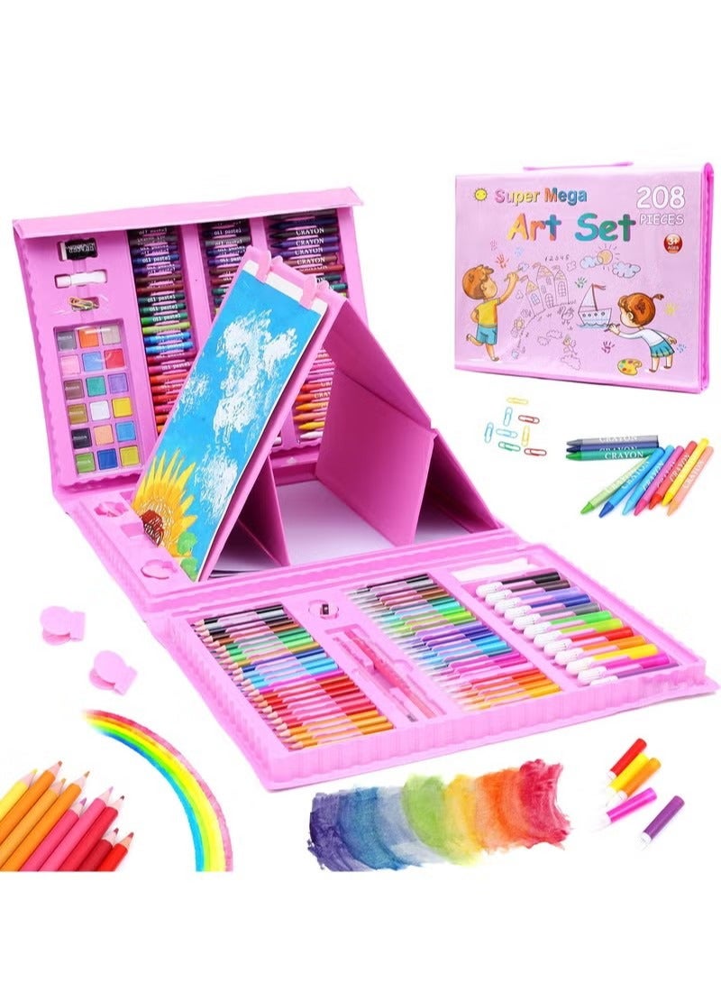 GUDOO 208 PCS Art Supplies Drawing Art Kit for Kids Girls Boys Teens Artist Art Set Case with Trifold Easel Includes Oil Pastels Crayons Colored Pencils Coloring Book Scissors Origami Paper 15 Sheets - Image 2