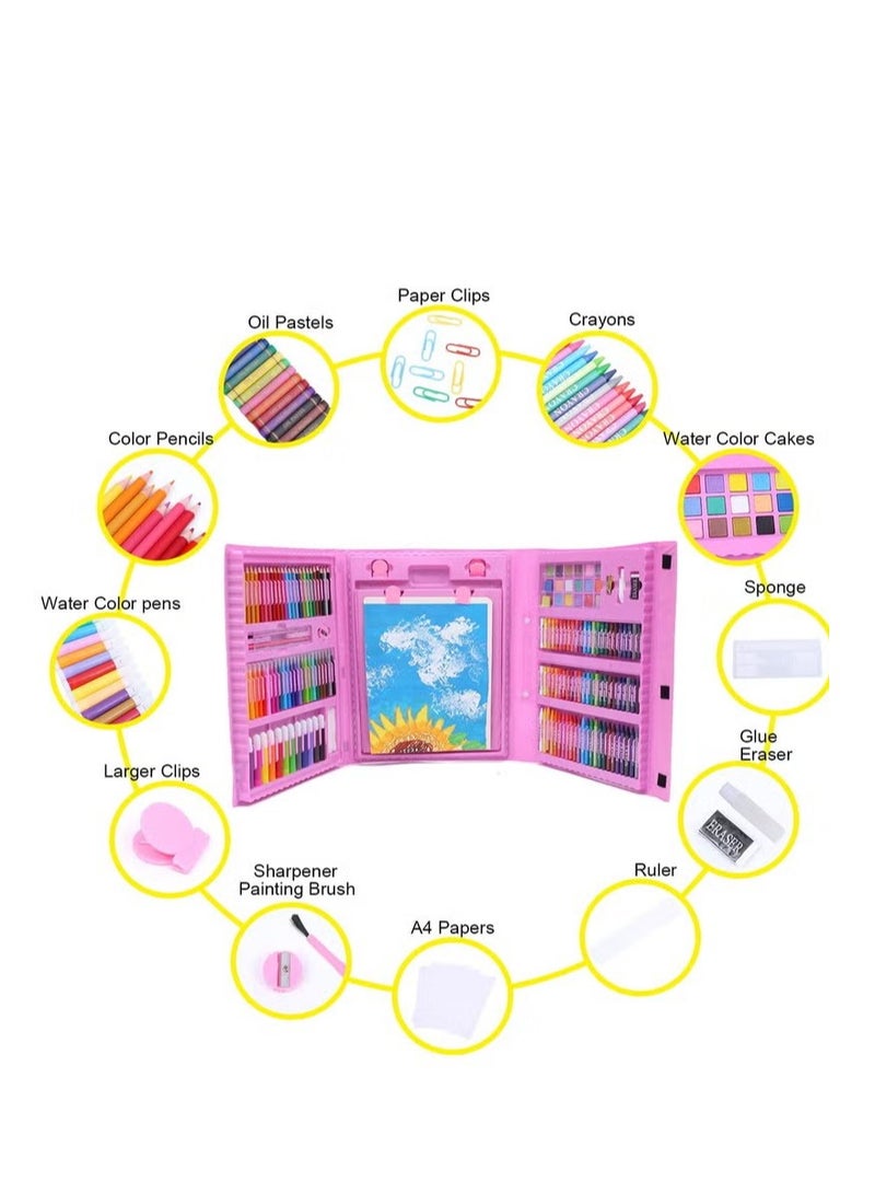 GUDOO 208 PCS Art Supplies Drawing Art Kit for Kids Girls Boys Teens Artist Art Set Case with Trifold Easel Includes Oil Pastels Crayons Colored Pencils Coloring Book Scissors Origami Paper 15 Sheets - Image 3