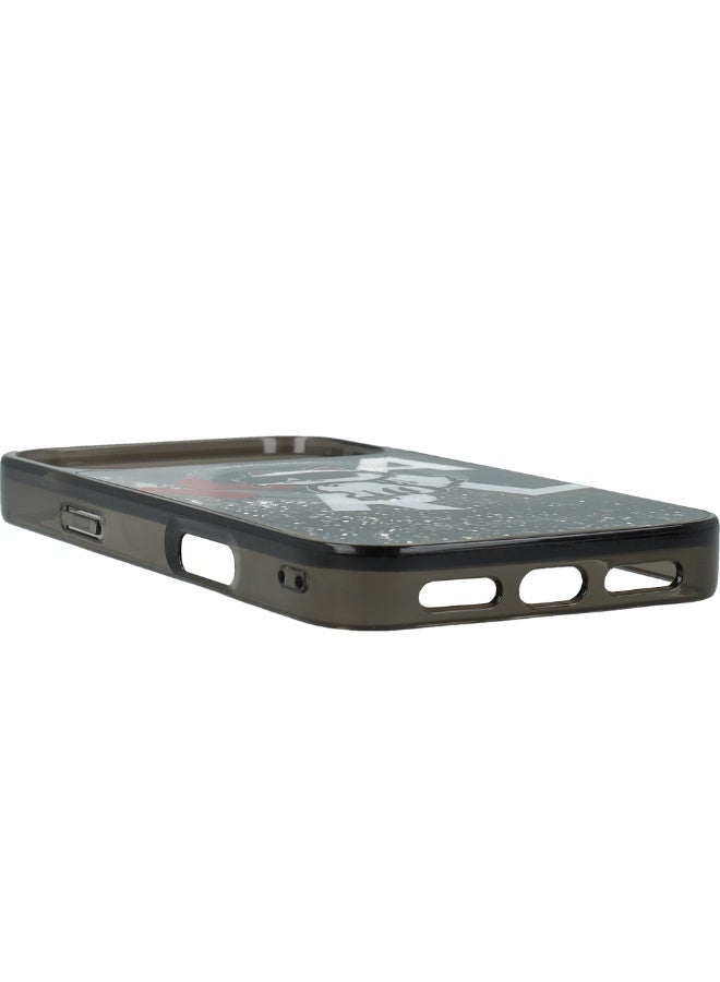 كارل لاغرفيلد جراب كارل لاغرفيلد السائل اللامع بشعار شوبيت ماج سيف لهاتف آيفون 17 برو ماكس، لون دخاني، منقوش باللمعان - Image 5