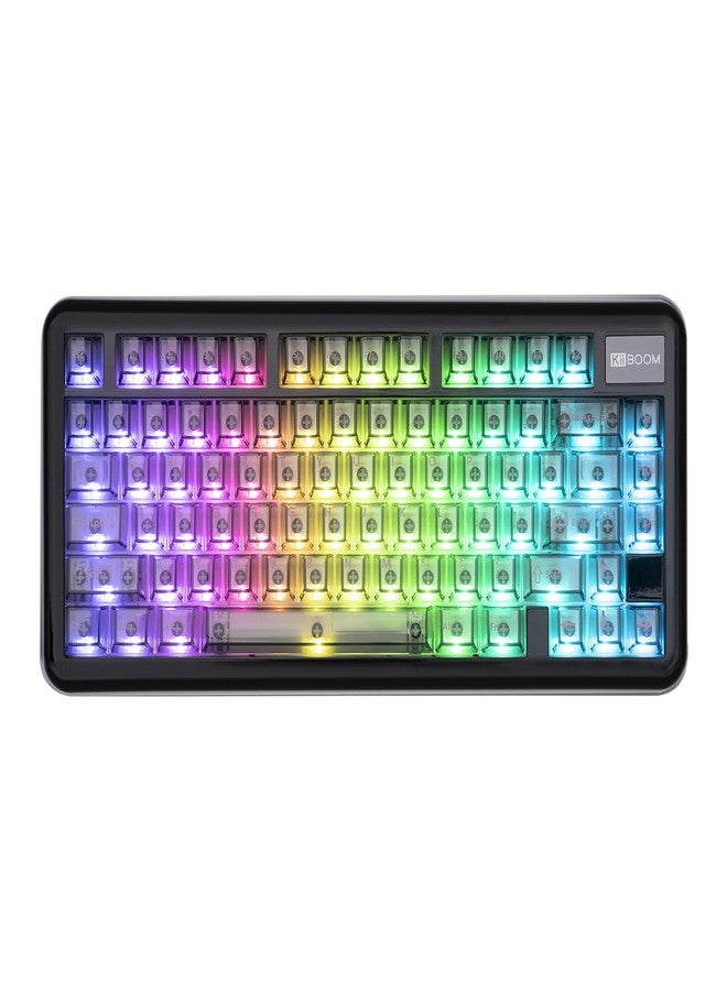 KiiBOOM Phantom81 Lite 75% Gasket Mechanical Keyboard, QMK&VIA Programmable, 3 Modes Wireless Gaming Keyboard, RGB Backlights, ABS Case + UV Tech, Hot-Swappable for Windows/Mac/Linux (Black) - Image 1