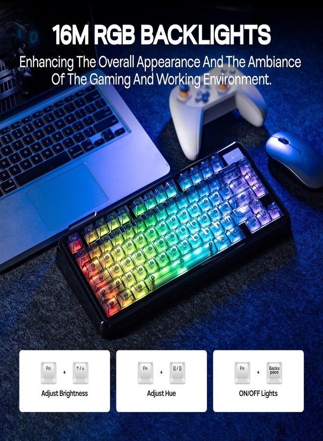 KiiBOOM Phantom81 Lite 75% Gasket Mechanical Keyboard, QMK&VIA Programmable, 3 Modes Wireless Gaming Keyboard, RGB Backlights, ABS Case + UV Tech, Hot-Swappable for Windows/Mac/Linux (Black) - Image 4