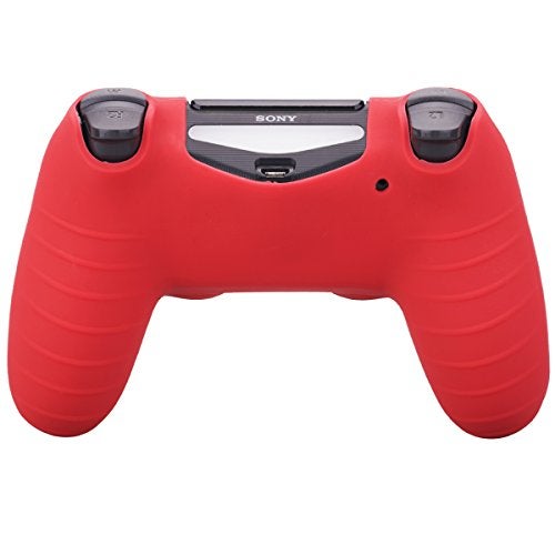 YoRHa Water Transfer Printing Camouflage Silicone Cover Skin Case for Sony PS4/slim/Pro Dualshock 4 Controller x 1(red) with Pro Thumb Grips x 8 - Image 3
