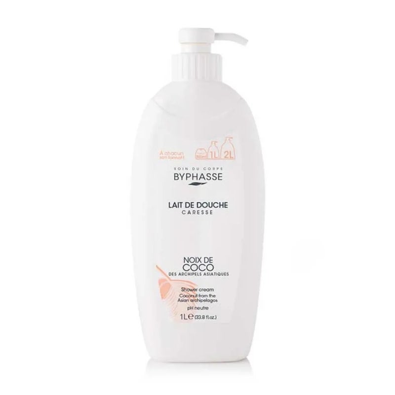 Byphasse Caresse Shower Cream With Coconut From Asian Archipelagos And pH Neutral Formula- 1Ltr