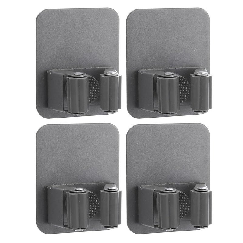 Stainless Steel Mop Clips – Gunmetal Gray Single Clip, 4 Pieces, Wall Mount, for Broom, Mop