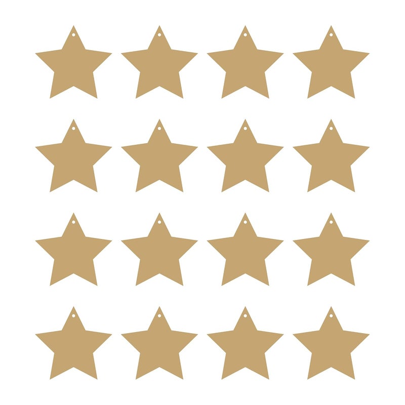 LET'S DIY LETS DIY 25 Star MDF Wood Cutouts for Christmas Unfinished Wooden Tree Ornaments for Painting Hanging DIY Holiday Decoration Set for Crafts Gifts - Image 2