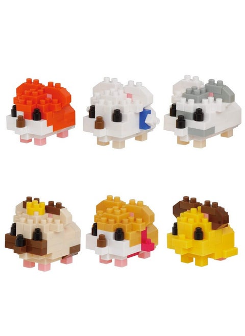nanoblock - Hamtaro - Hamtaro Assortment 1 (Complete Set of 6), mininano Series Building Kit