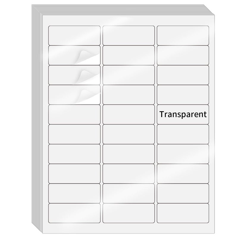 STARLIBOO Transparent Stickers Labels - 1" x 2-5/8" Address Labels Mailing Stickers for Laser/Inkjet Printer 8.5"Ã—11"- 20 Sheet - Image 1