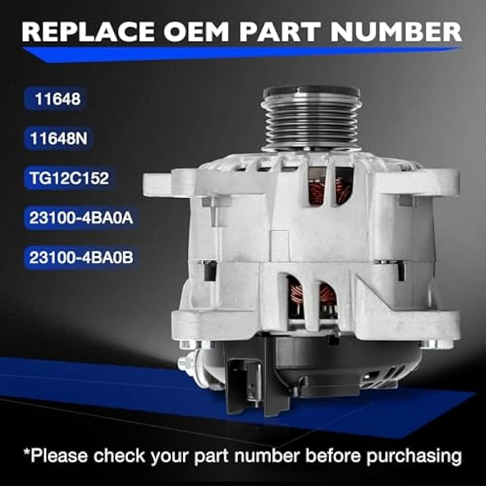 Misakomo Alternator Compatible with Nissan Rogue/Xtrail 2016 2017 2018 2019 L4 2.5L - Image 3