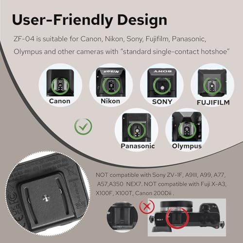 Zeniko ZF04 Lightweight OnCamera FlashMini Flash Speedlite CCT 6500K200K372 FullPower Flash Light with Universal Hot Shoe Mount Fit for Canon Nikon Sony FujiLeica Cameras Silver - Image 3