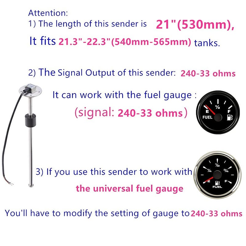 100TECH Marine Fuel Sending Unit Float Replacement 21" (530mm) for Boat, RV, and Vehicle - Image 5