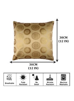 Kuber Industries Kuber Industries Cushion Cover | Pillow Covers for Sofa | Throw Cushion Cover | Polyester Cushion Covers | Banarasi Gola Cushion Covers | Set of 5 | 12 Inch | Golden  - Image 3