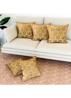 Kuber Industries Kuber Industries Cushion Cover | Pillow Covers for Sofa | Throw Cushion Cover | Polyester Cushion Covers | Banarasi Gola Cushion Covers | Set of 5 | 12 Inch | Golden  - Image 4