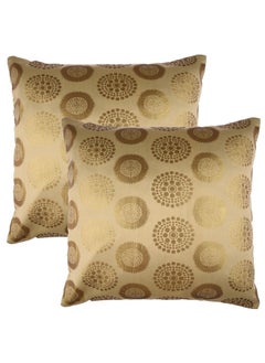 Kuber Industries Kuber Industries Cushion Cover | Pillow Covers for Sofa | Throw Cushion Cover | Polyester Cushion Covers | Banarasi Gola Cushion Covers | Set of 5 | 12 Inch | Golden  - Image 2