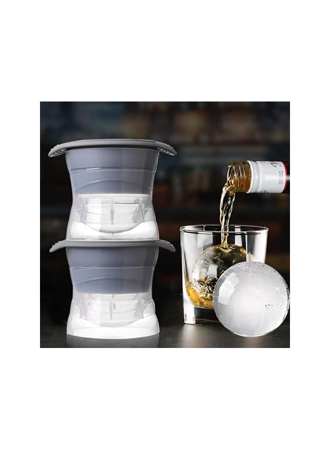 S-TOP 4pcs Silicone Sphere Ice Cube Mold Kitchen Stackable Slow Melting DIY Ice Ball Round Jelly Making Mould For Cocktail Whiskey Drink - Image 2