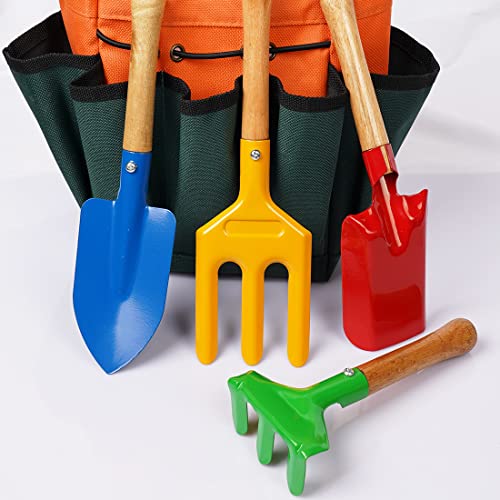 Doiaz Kidz Gardening Set -Real Metal Gardening Tools Kit for Childrenz Includes Sturdy Shovel,Rake,Fork,Trowel,Kidz Garden Kit with Sun Hat,Apron,Gloves,Tote Bag,Sprayer and Bucket,Outdoor Gardening Gifts - Image 2