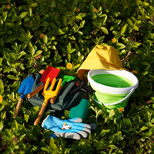 Doiaz Kidz Gardening Set -Real Metal Gardening Tools Kit for Childrenz Includes Sturdy Shovel,Rake,Fork,Trowel,Kidz Garden Kit with Sun Hat,Apron,Gloves,Tote Bag,Sprayer and Bucket,Outdoor Gardening Gifts - Image 3