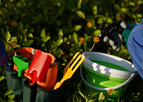 Doiaz Kidz Gardening Set -Real Metal Gardening Tools Kit for Childrenz Includes Sturdy Shovel,Rake,Fork,Trowel,Kidz Garden Kit with Sun Hat,Apron,Gloves,Tote Bag,Sprayer and Bucket,Outdoor Gardening Gifts - Image 4