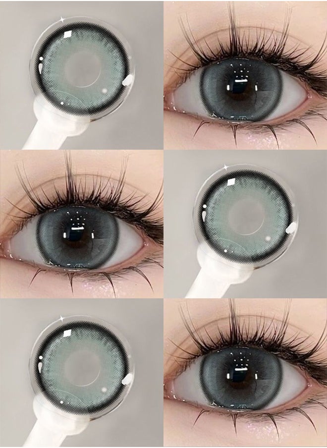 Mill Creek Mill Creek color contact lenses 14.5MM hydrogel lenses can be used for 12 months 1 pair of 2 cyan glasses  - Image 1