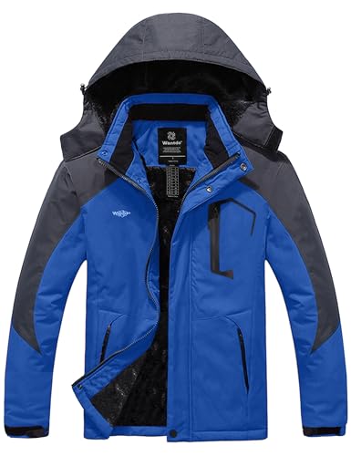 Wantdo Men's Waterproof Mountain Jacket Fleece Windproof Ski Jacket US XL Sky Blue XL - Image 1
