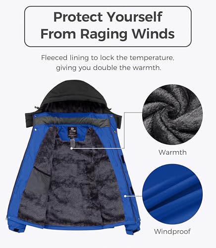 Wantdo Men's Waterproof Mountain Jacket Fleece Windproof Ski Jacket US XL Sky Blue XL - Image 3