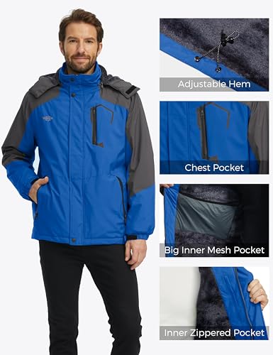 Wantdo Men's Waterproof Mountain Jacket Fleece Windproof Ski Jacket US XL Sky Blue XL - Image 5