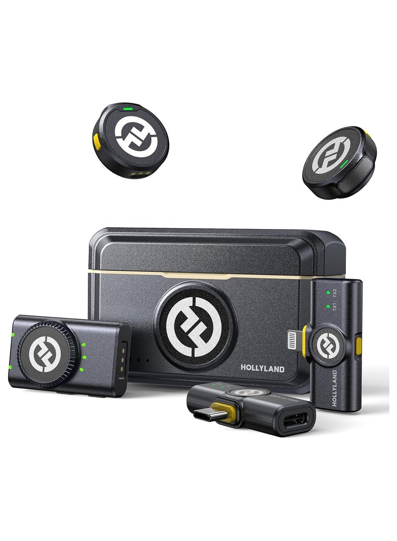 هولي لاند مايكروفون لاسلكي هولي لاند LARK M2 للآيفون والأندرويد والكاميرا – صوت Hi-Fi بدقة 48 كيلوهرتز 24 بت، مدى 1000 قدم، إلغاء الضوضاء، بطارية تدوم 40 ساعة للتصوير، اليوتيوب والبث المباشر - Image 1