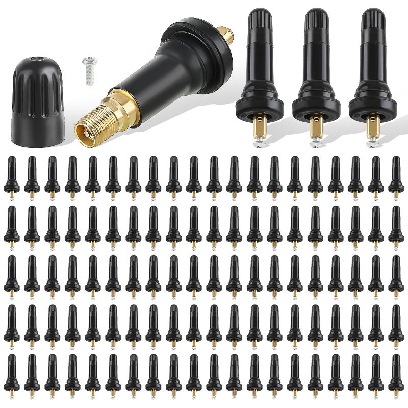 AUTOKAY 100 قطعة TPMS 1720008 مستشعر ضغط الإطارات من المطاط صمام الإطارات متوافق مع جيب فورد شيفروليه كرايسلر رام GMC كاديلاك بويك لينكولن بونتياك رام هيونداي لسوبارو لدودج