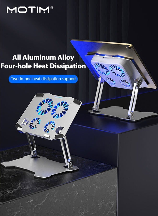 Motim Aluminum Alloy Laptop Stand with 4 Cooling Fan, Adjustable Ventilated Cooling Notebook Stand, Foldable Non-slip and Stable Fits All Computer Laptops and Tablets - Image 2